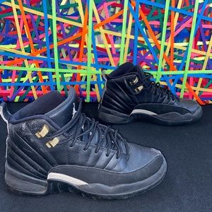 Air Jordan 12 Boy's Retro BG 'The Master' Basketball Sneaker Black Size 6 (GS)